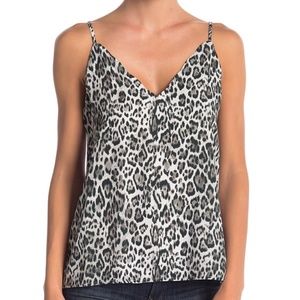 Socialite‎ Gray Leopard Print Cami Top Scallop Neck Spaghetti Straps Medium